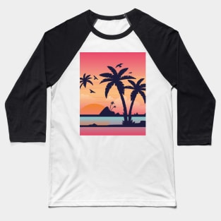 Sunset at beach - Hand drawn Baseball T-Shirt